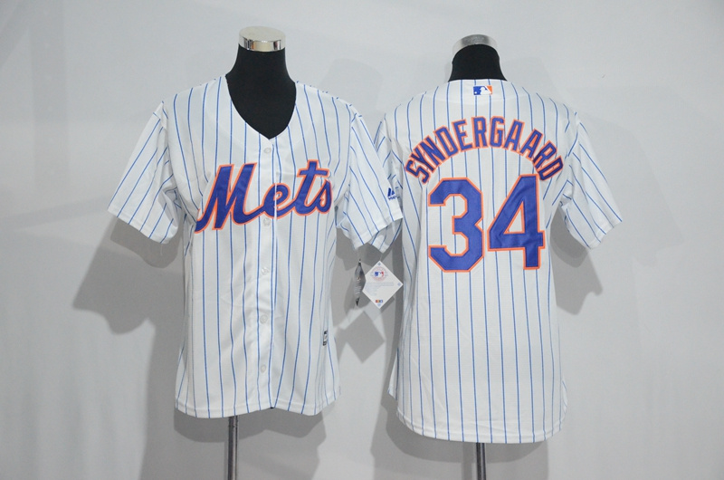 Womens 2017 MLB New York Mets #34 Syndergaard White Jerseys